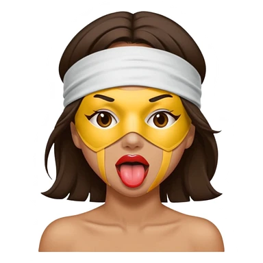 brunette blindfolded with tongue out sticker