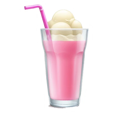 A drink served in a tall tumbler glass. It has one part grenadine at the base, pink white wine in the rest of the glass only white ice cream on the top of the glass. It has a plastic drinking straw sticker