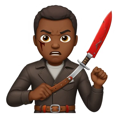 a angry black man slashing a belt sticker
