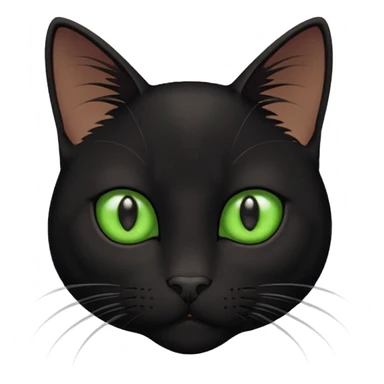 head of shorthair black cat with green eyes and white whiskers sticker