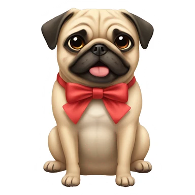pug wearing a bow sticker