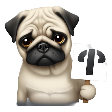 Sad pug holding a Harris Walz sign sadly sticker