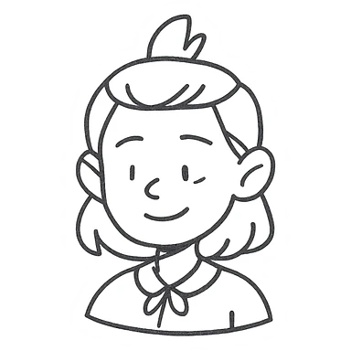 Amity as a gentle hand-drawn outline character sticker