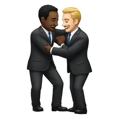 two men in suits hugging sticker
