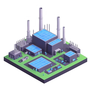 Futuristic semiconductor factory with Saudi Arabian elements sticker
