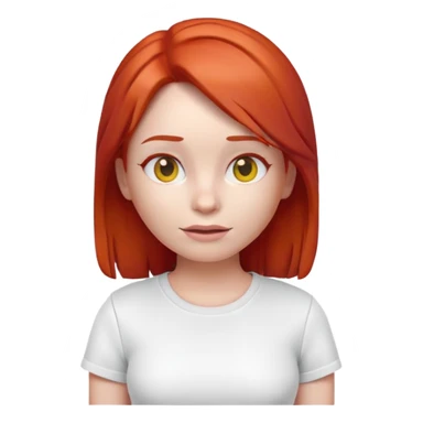 3D emoji of a girl with red hair, white skin and white t-shirt  sticker