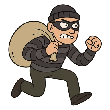flat toon style thief character sticker