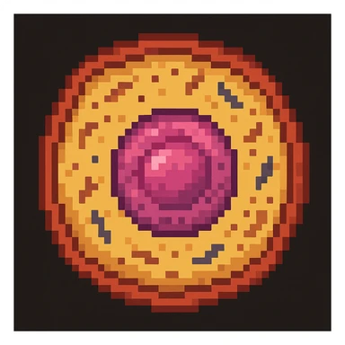 Make the human cell with a prominent nucleus detail in pixel art style sticker