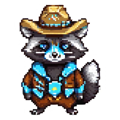 raccoon wearing a cowboy hat sticker
