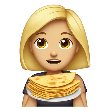 Blonde girl crying with quesadilla sticker