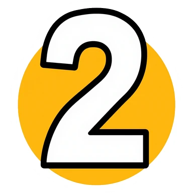 Number 2 on a yellow volumetric background sticker