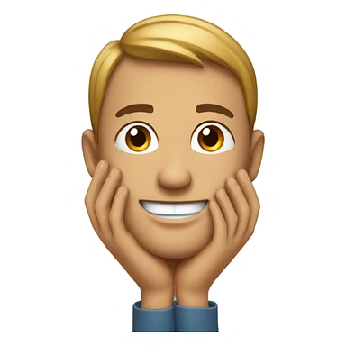 Emoji with feet up hands on chin and smiling sticker