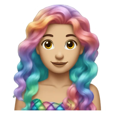 Mermaid rainbow hair Caucasian  sticker