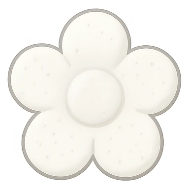 Change the candy to white, keep it flower-shaped, centered, transparent background, no other elements, same style. sticker