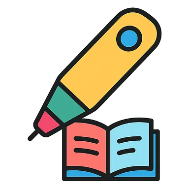 colored reading pen icon sticker