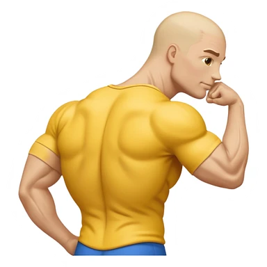 Emoji of Shoulders Muscle from side view, the human is yellow like on iphones. He has big shoulders. He is completely yellow and has no hair or facial expressions sticker