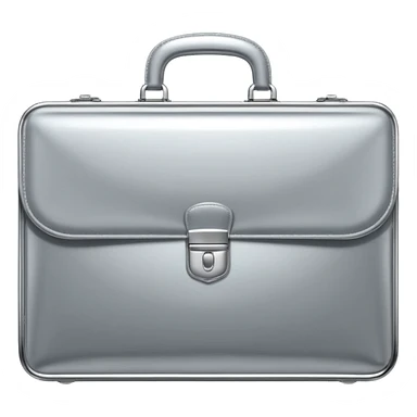 A luxury briefcase emoji made of polished silver chrome, smooth rectangular shape, metallic reflections, minimal high-end design, swag business aesthetic, iOS emoji style, centered, clean white background
 sticker