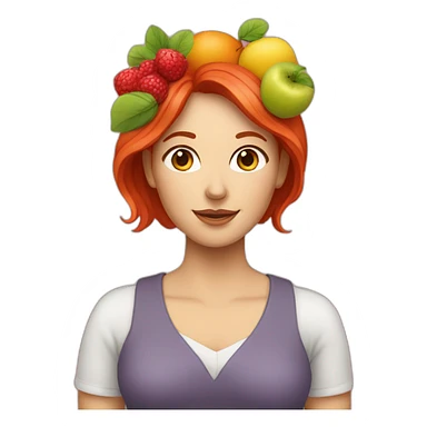 white-red-haired-woman-with-fruit-bouquet sticker