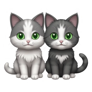 2 different coloured small cats including a dark grey and white and a completely solid dark grey with green eyes and only white paws sticker