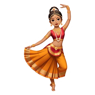 cinematic-realistic-bharatanatyam-dance-emoji,-depicted-as-an-elegant-classical-indian-dance-performance-with-graceful-poses,-intricate-costumes,-and-expressive-hand-gestures,-rendered-with-rich-textures-and-warm-dramatic-lighting, single dancer full body  sticker