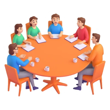 group of people talking around a table sticker