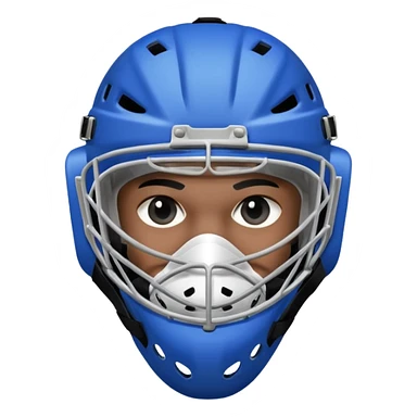 Black player of  ice hockey  who have  a goalkeeper mask which have small holes  sticker