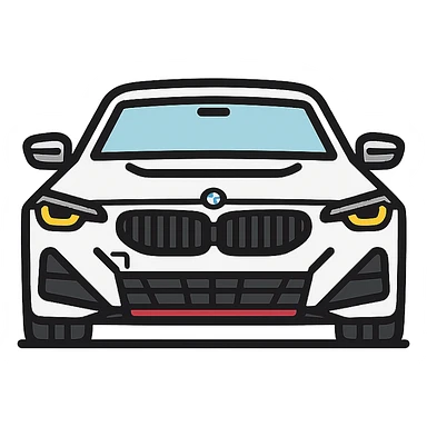 white BMW M240i G42 front view clean detailed icon style sticker