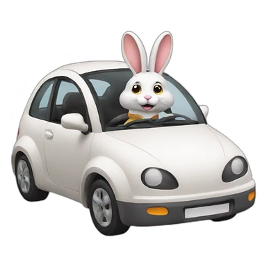 Rabbit driving car sticker
