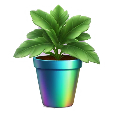 Plant in iridescent pot sticker