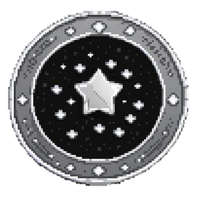 silver coin with stars circling around it sticker