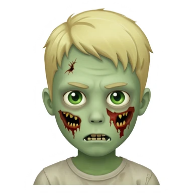 boy zombie with blonde hair and pale green skin sticker