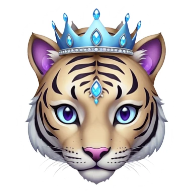 ESO Female white/black tiger khajiit leader of the umbral rose, glowing blue eyes, glowing blue 'third eye' gem, silver crown/tiara with purple gems sticker