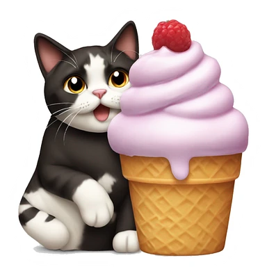 Icecream with Fat dark calico cat sticker