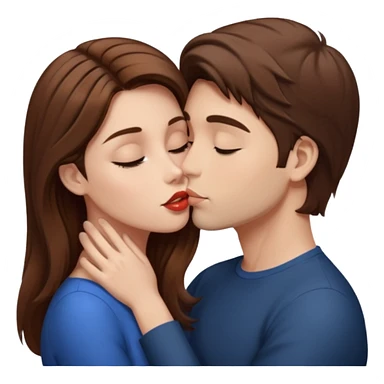 

"Men with short brown hair and fair skin a woman with long brown hair and fair skin, kissing."





 sticker