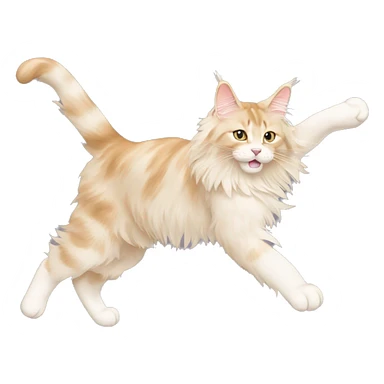 cream coloured maine coon doing a cartwheel sticker