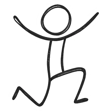 stickman jumping, playful, minimal lines sticker