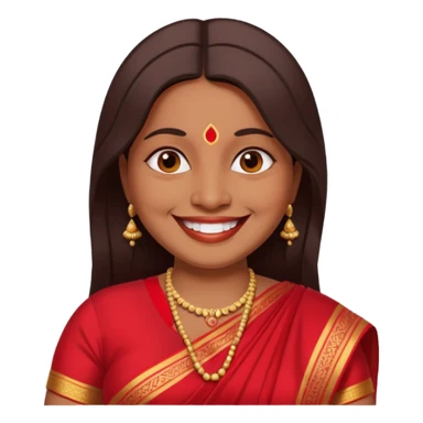 40 yr old chubby indian woman, dark skin, straight brown hair, big smile, white teeth sticker