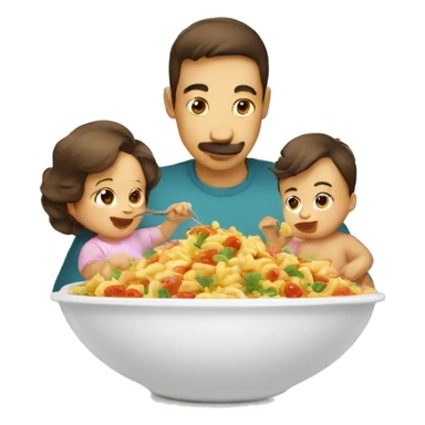 Baby eat his side dish with mom and dad  sticker