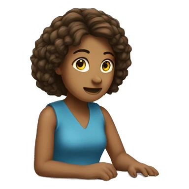 the girl is sitting under the desk sticker