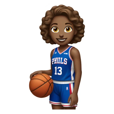 Basketball girl player with Sixers jersey sticker