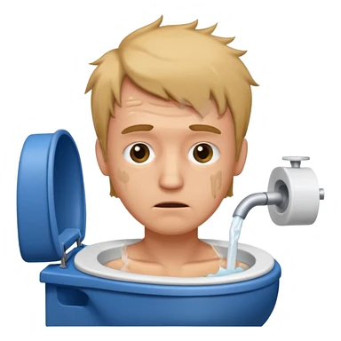 Man Head in toilet with neck sticker