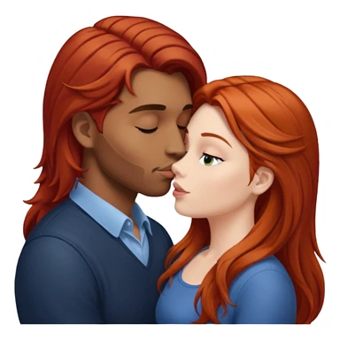 mujer pelirroja pelo largo besando a un hombre de pelo café sticker