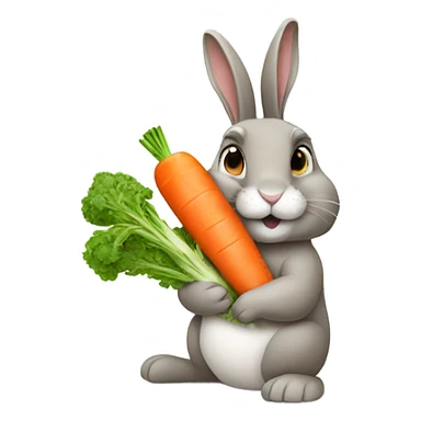 Rabbit eat carrot sticker
