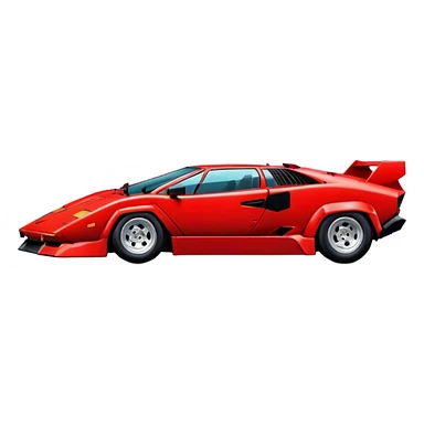 Bright red Lamborghini Countach, classic supercar with wedge shape and low profile sticker