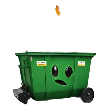 Dumpster with a smiley face on fire sticker