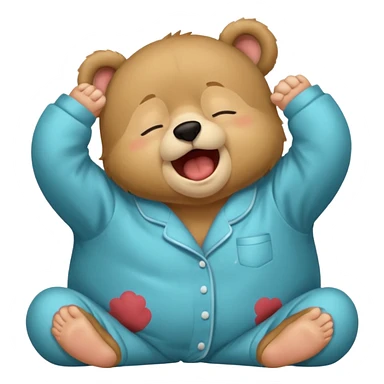 Full Beary yawning, half-closed eyes, sleepy smile, cozy pajamas, warm lighting, bedtime aesthetic sticker