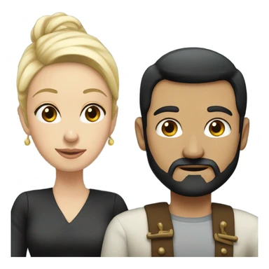 Husband with black hair, black beard and his blonde wife  sticker