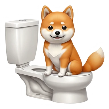 A Shiba Inu sitting on the toilet sticker