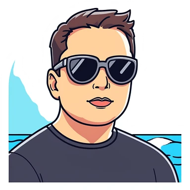 Elonmusk wearing a swimming guggles sticker