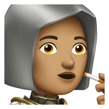 Worried woman wearing armor smoking a cigarette sticker